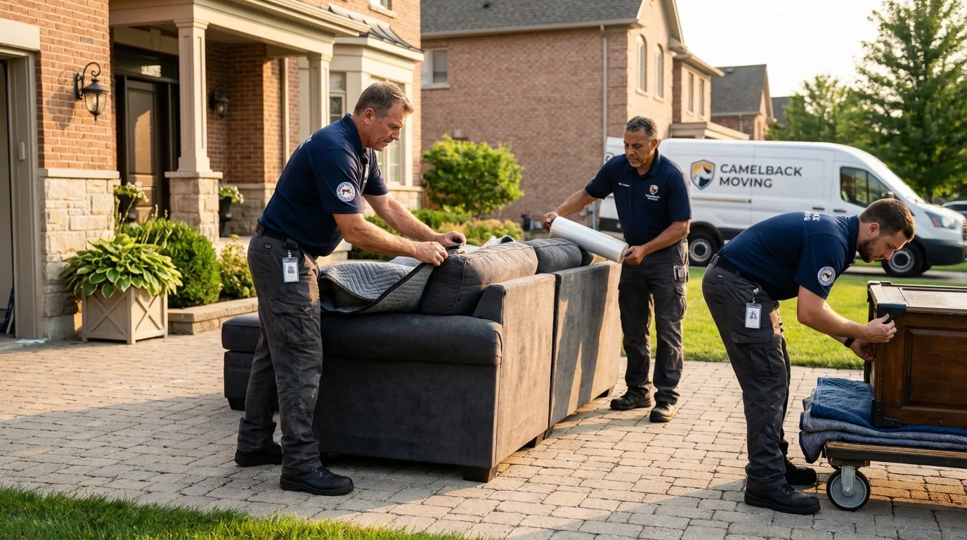 Large estate moving crew wrapping furniture in Hibbing, MN